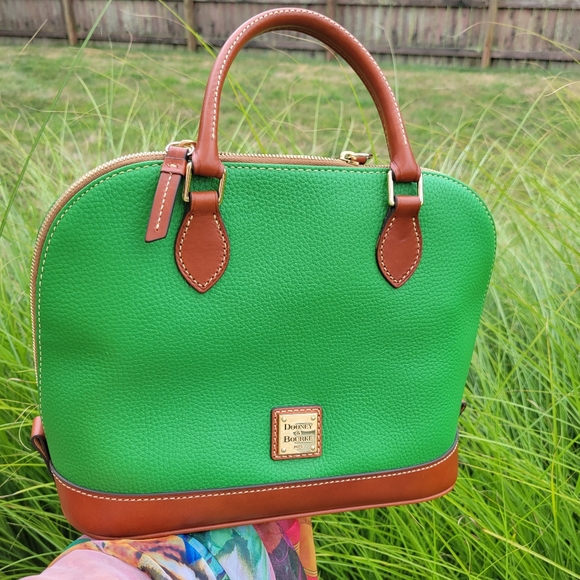 Dooney & Bourke Kelly Green Pebble Leather Zip Zip Satchel ~ VGUC ~ Timeless! - Picture 2 of 14